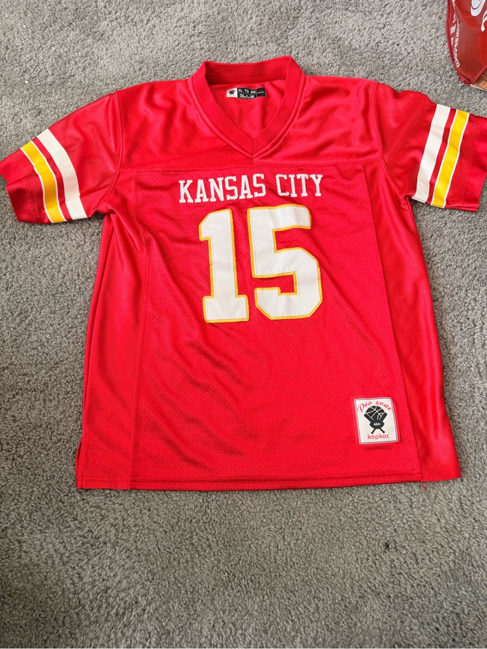 Kansas City Red Football Jersey Patrick Mahomes Number 15